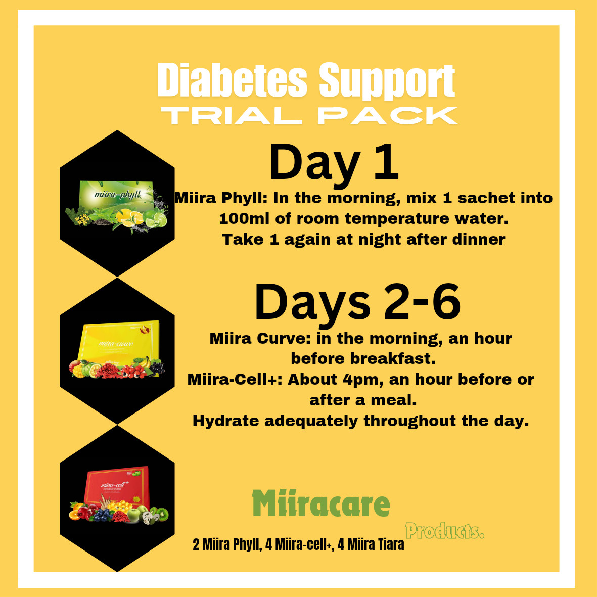 Miiracare Stem Cells Activators, micronutrients etc. 6 Sachets trial pack.