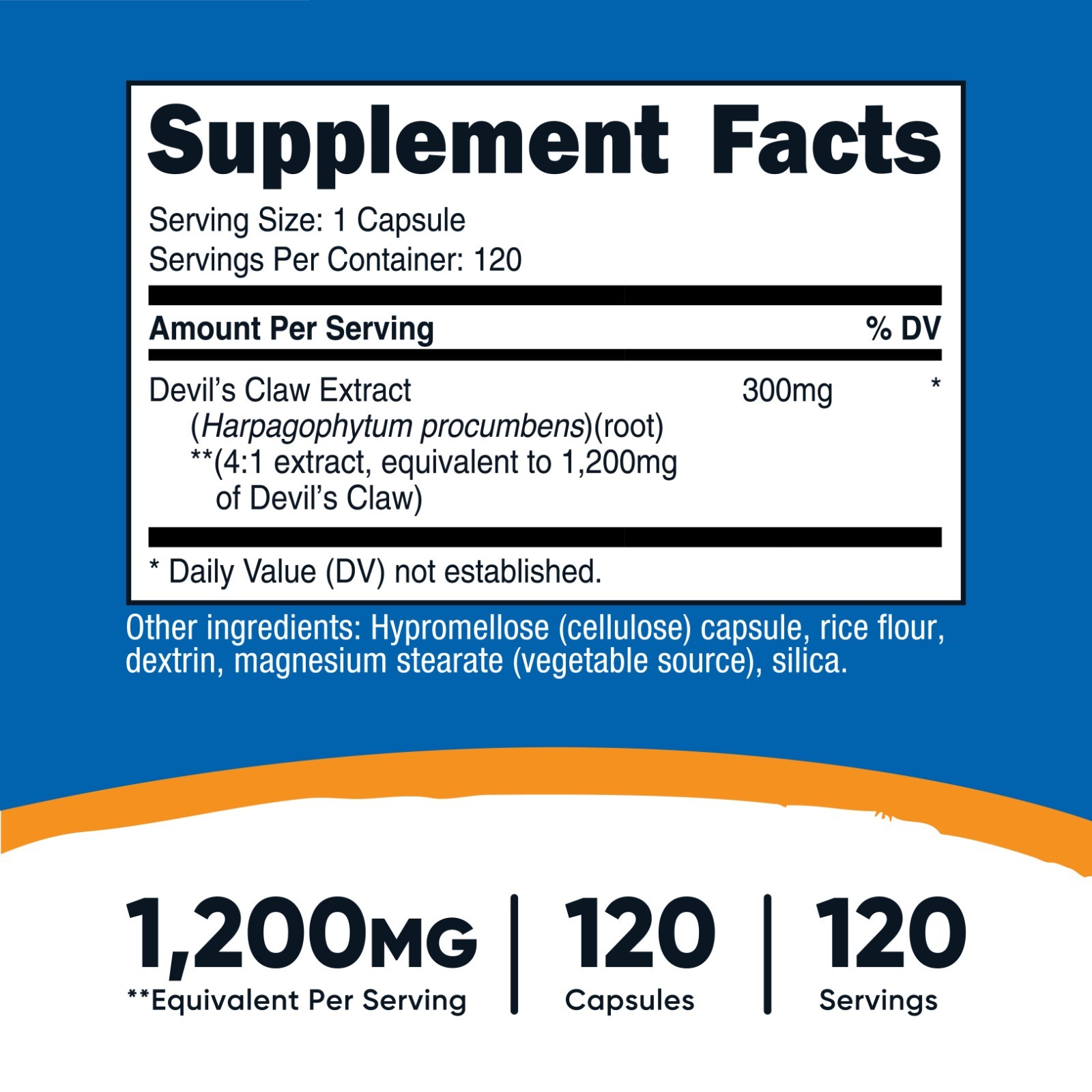 Nutricost Devils Claw 1200mg Equivalent, 120 Capsules – Non-GMO and Gluten Free