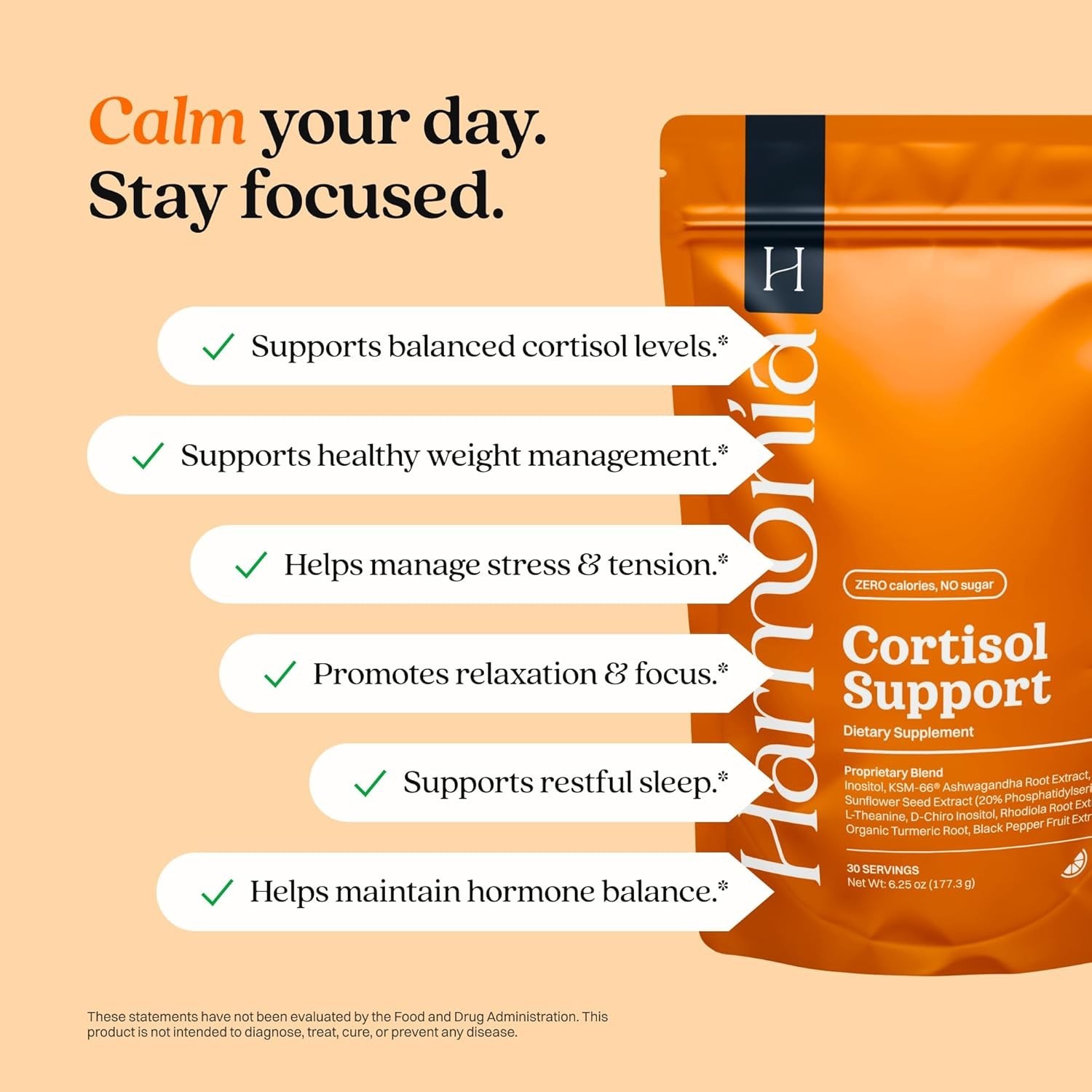 Harmonia Cortisol Cocktail | Cortisol Supplements for Women Men Expiry 2028
