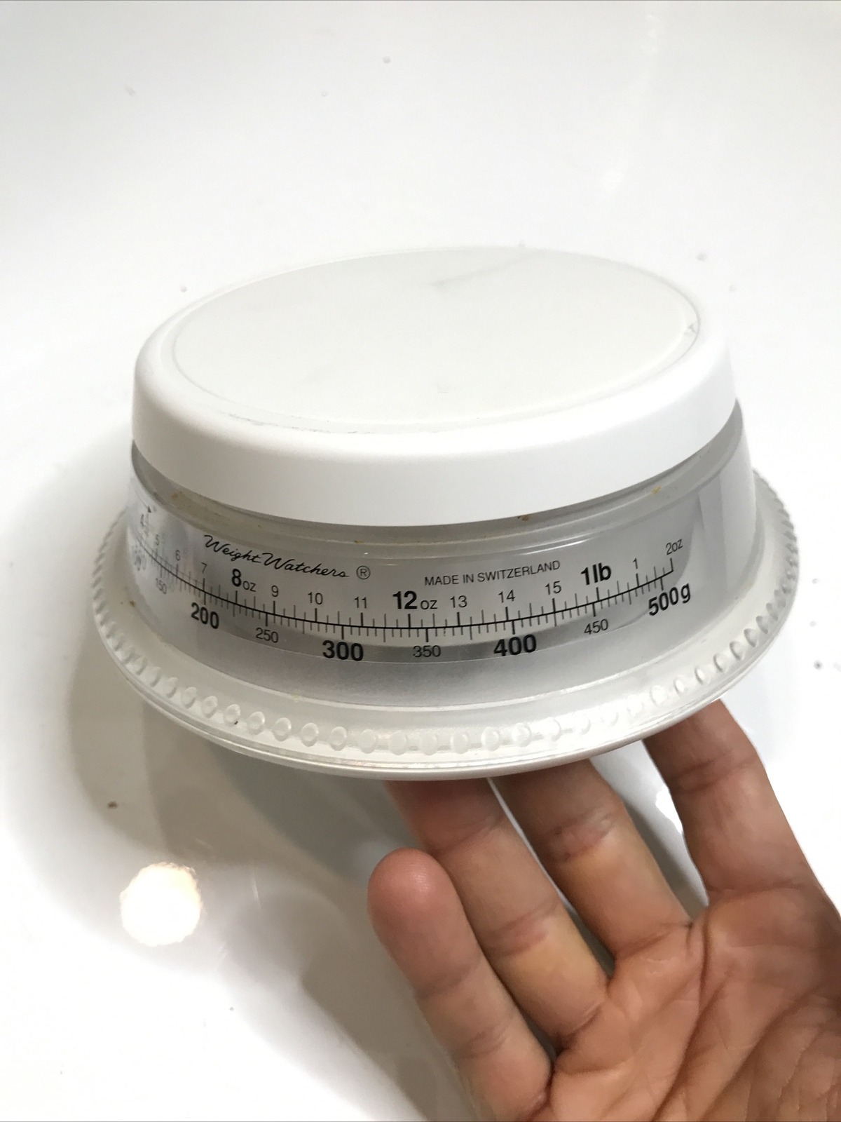 1990 Vintage Weight Watchers Round Food Scale Switzerland Works Clean