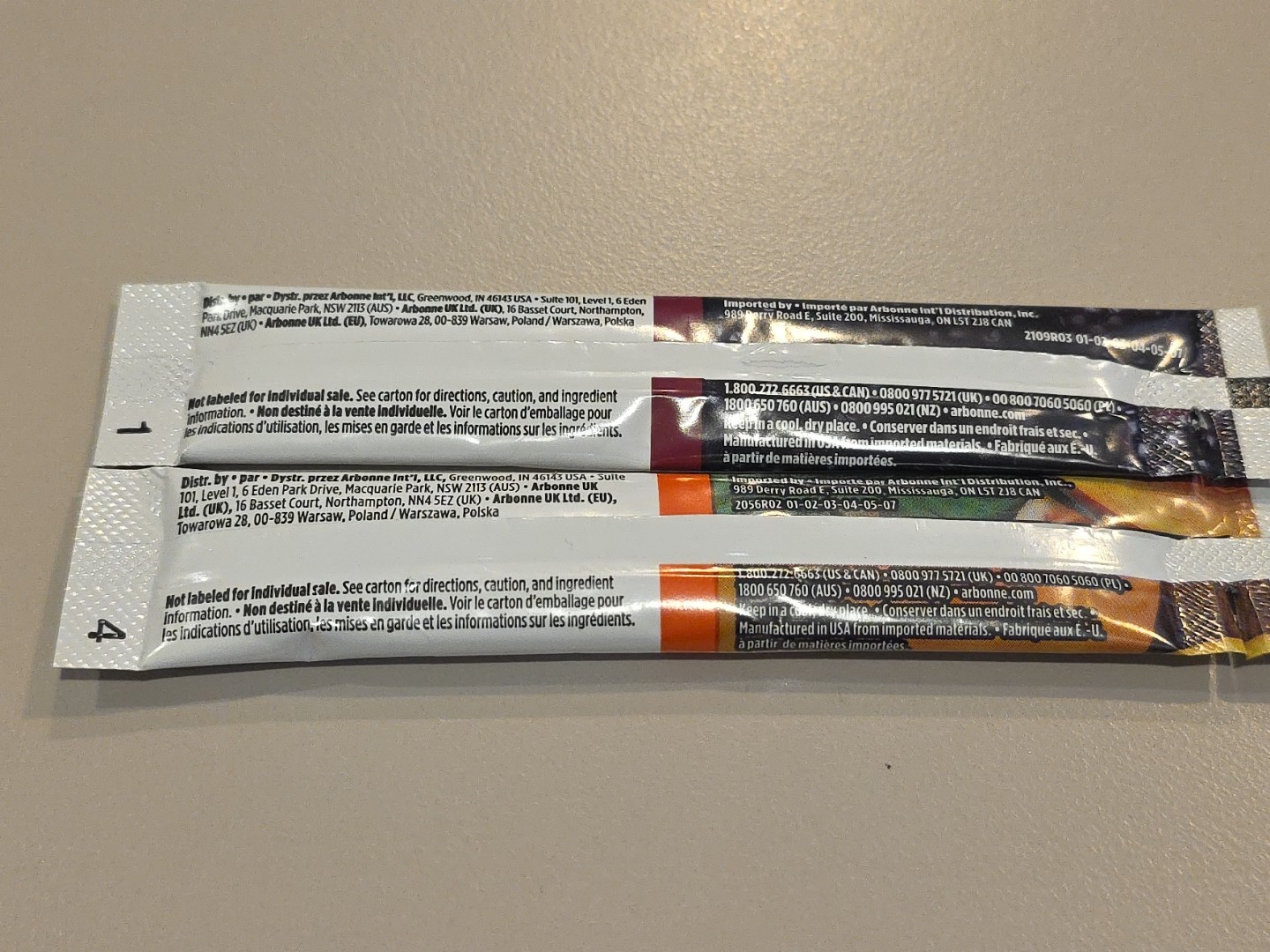 Arbonne Blackberry and Mango Peach Energy Fizz Sticks, Ginseng