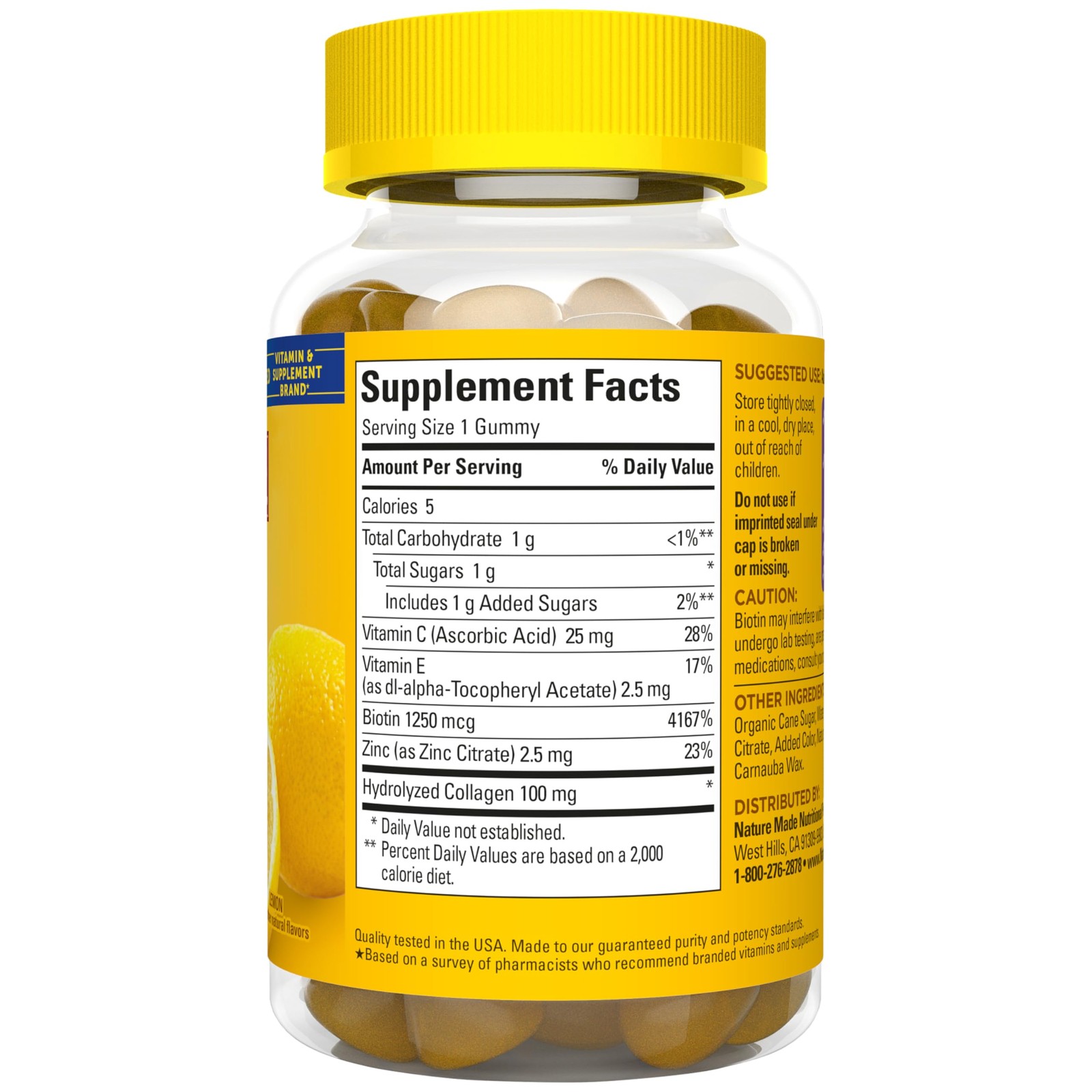 Nature Made Collagen Gummies with Vitamin C, 60 Count (Pack of 1), Yellow