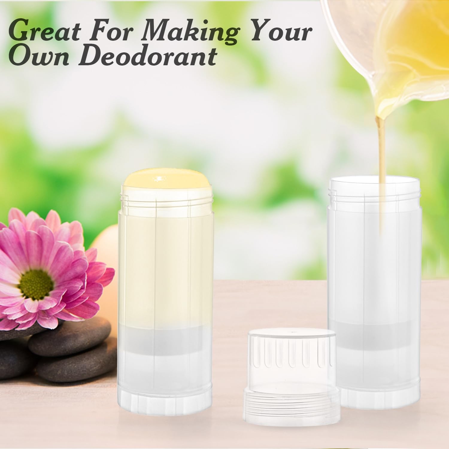 Mirrline 12 Pcs 60ml/2oz Empty Deodorant 128*41mm/5.04*1.61inch, Translucent