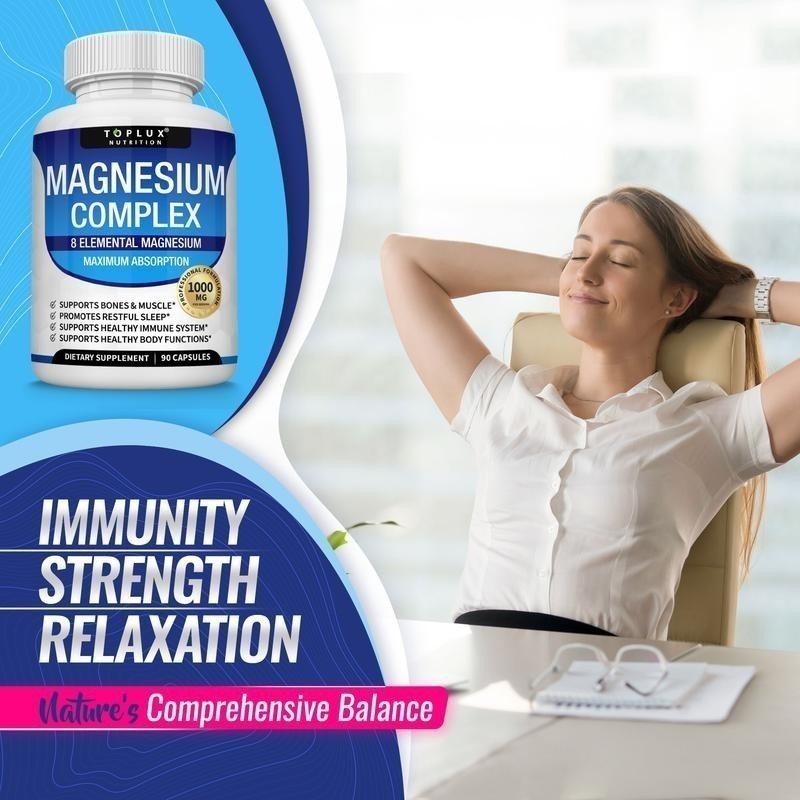 NEW Magnesium complex supplement: 1000mg of 8-element magnesium, 90 capsules–