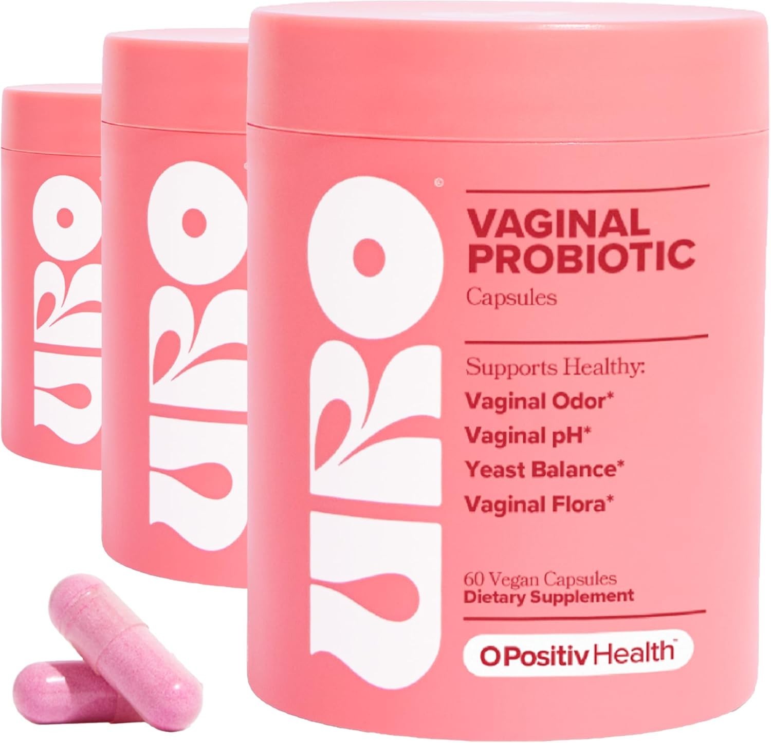 O Positiv URO pH Balance Vaginal Probiotics, 60 Capsules