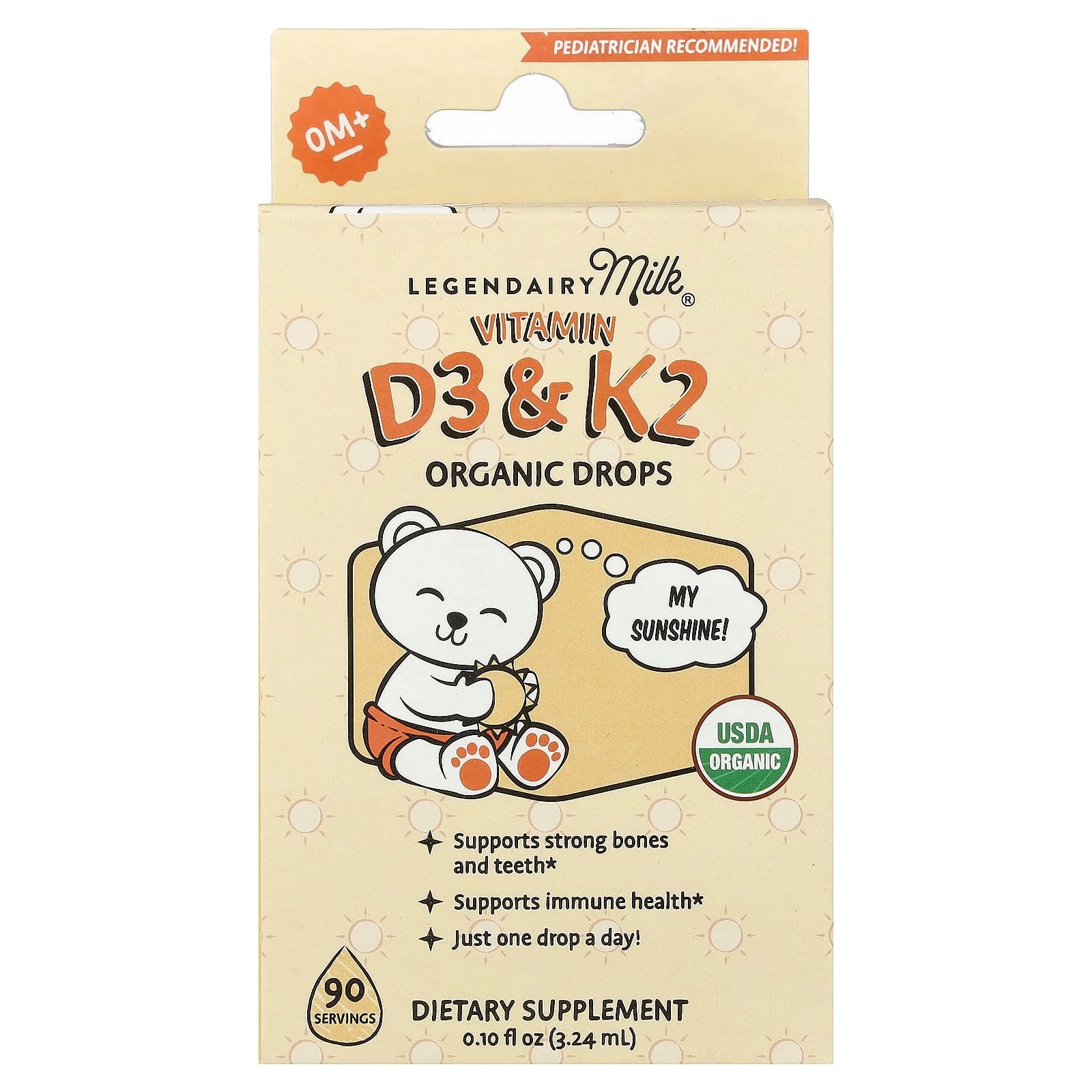 2 X Legendairy Milk, Vitamin D3 & K2 Organic Drops, 0+ Months, 0.1 fl oz (3.24