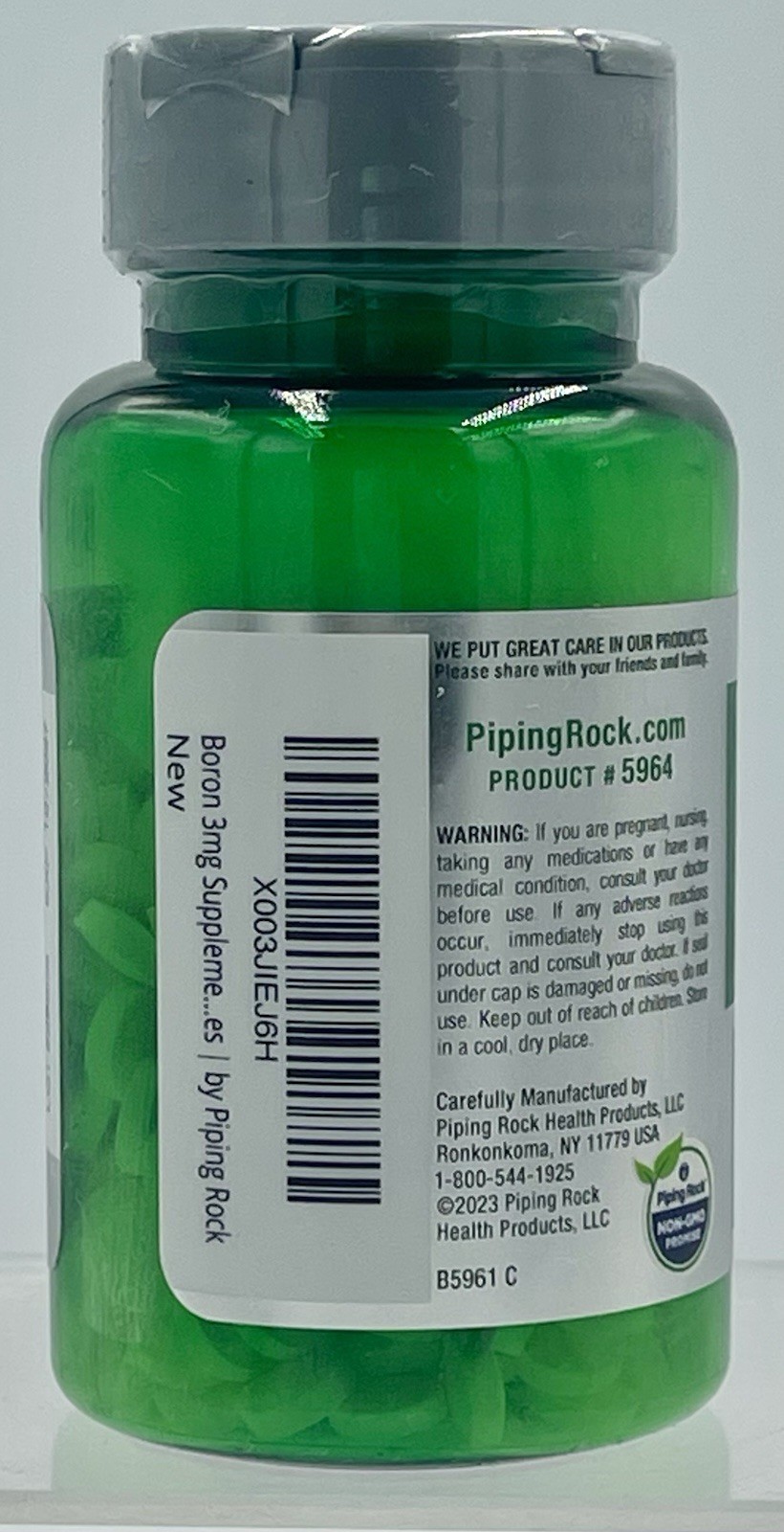 Piping Rock Boron 3mg 300 Tablets Triple Action Complex Supplement EXP 10/27