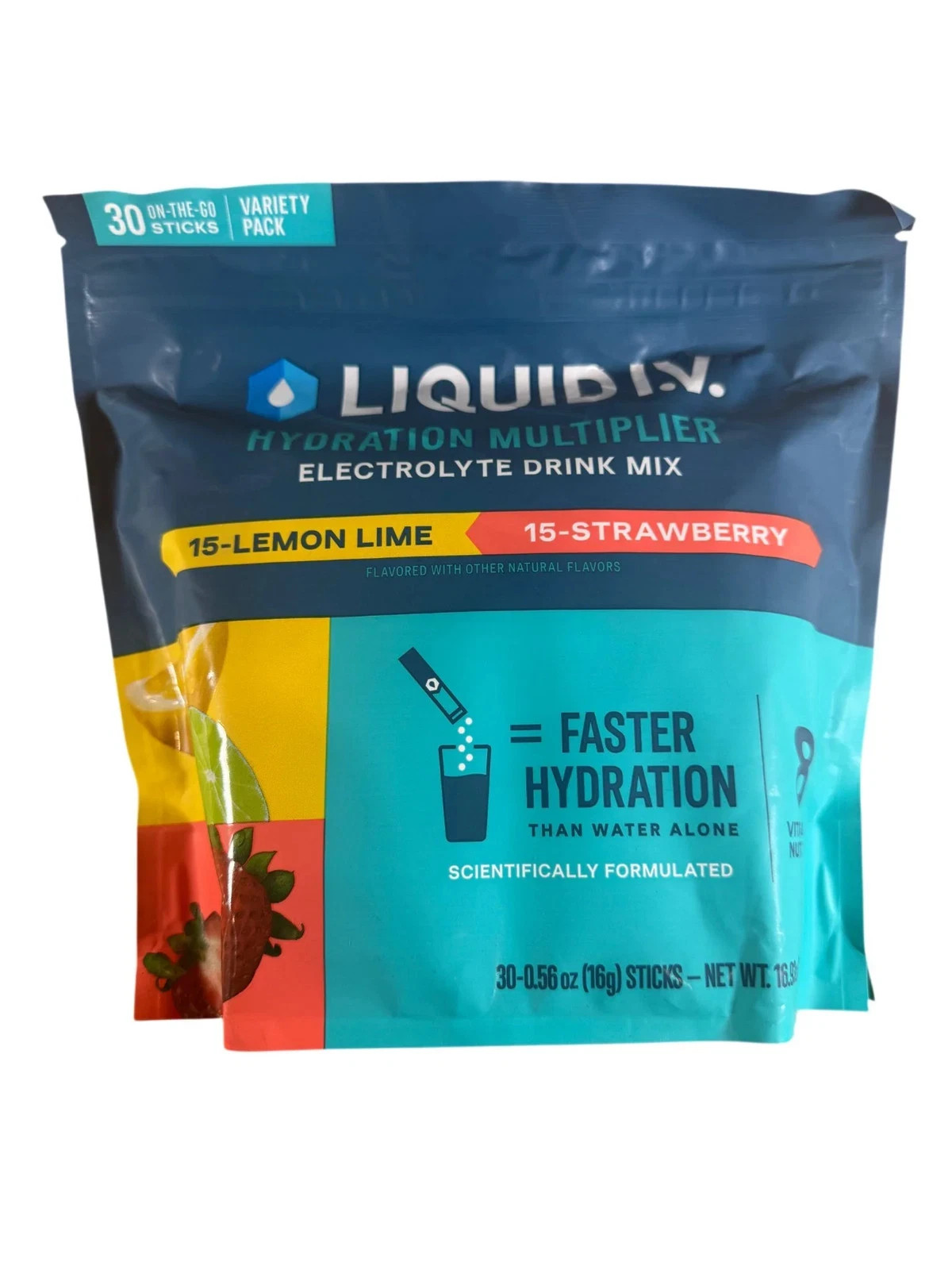 Liquid I.V. Hydration Multiplier 30 Sticks Lemon Lime & Strawberry Variety Pack