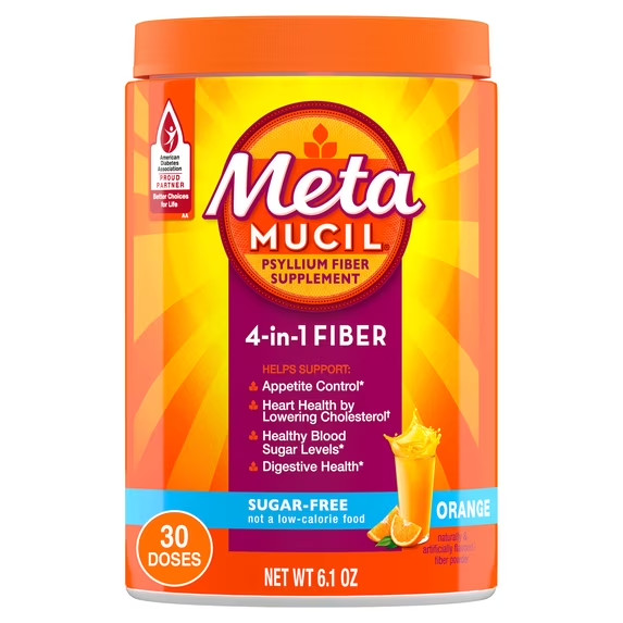 Metamucil 4-in-1 Fiber Sugar-Free Supplement (Orange) 6.1 OZ