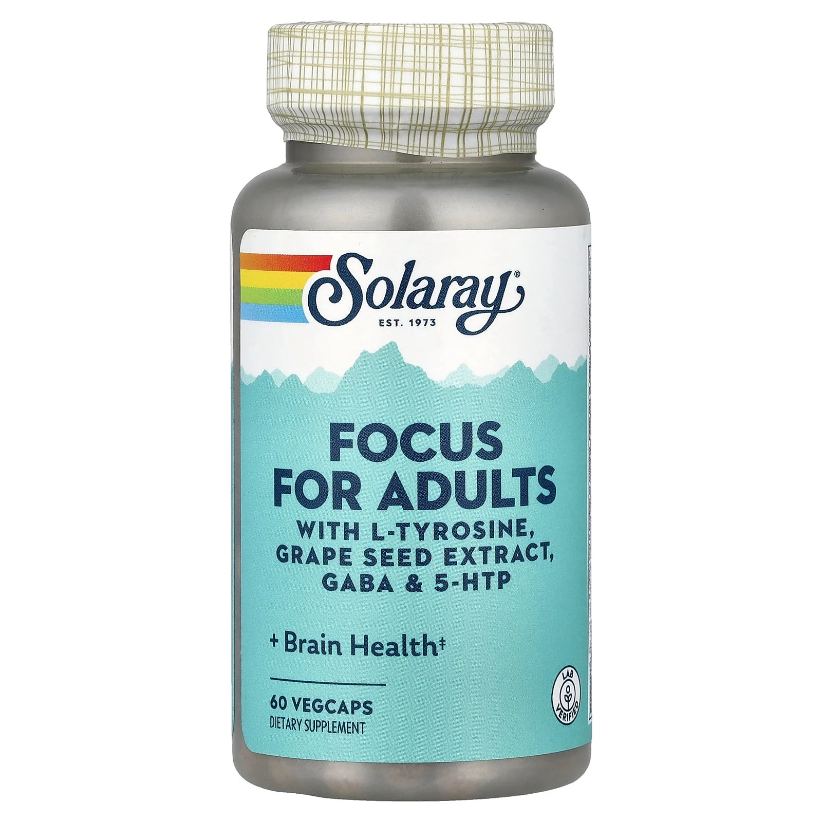 2 X Solaray, Focus For Adults with L-Tyrosine, Grape Seed Extract, Gaba & 5-HTP