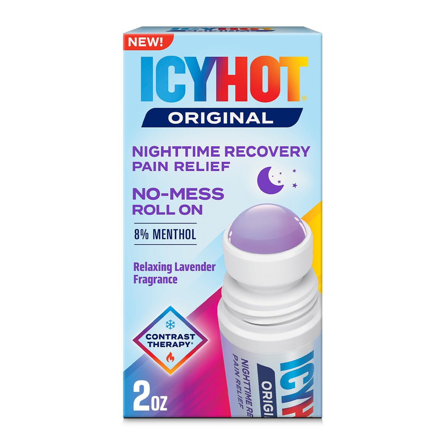 Icy Hot Original Pain Relief Nighttime Recovery No-Mess Roll-On Applicator, Fast