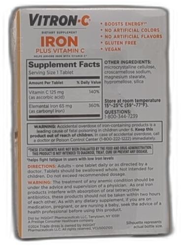 *2026-11-1* Vitron-c Iron Supplement, Once Daily, High Potency Iron Plus Vitamin