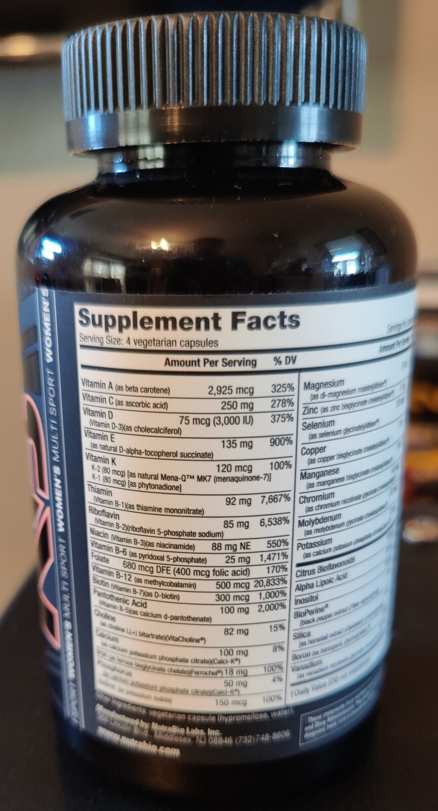 NUTRABIO MULTI SPORT FOR WOMEN [120 CAPSULES] multivitamin mineral formula 07/25