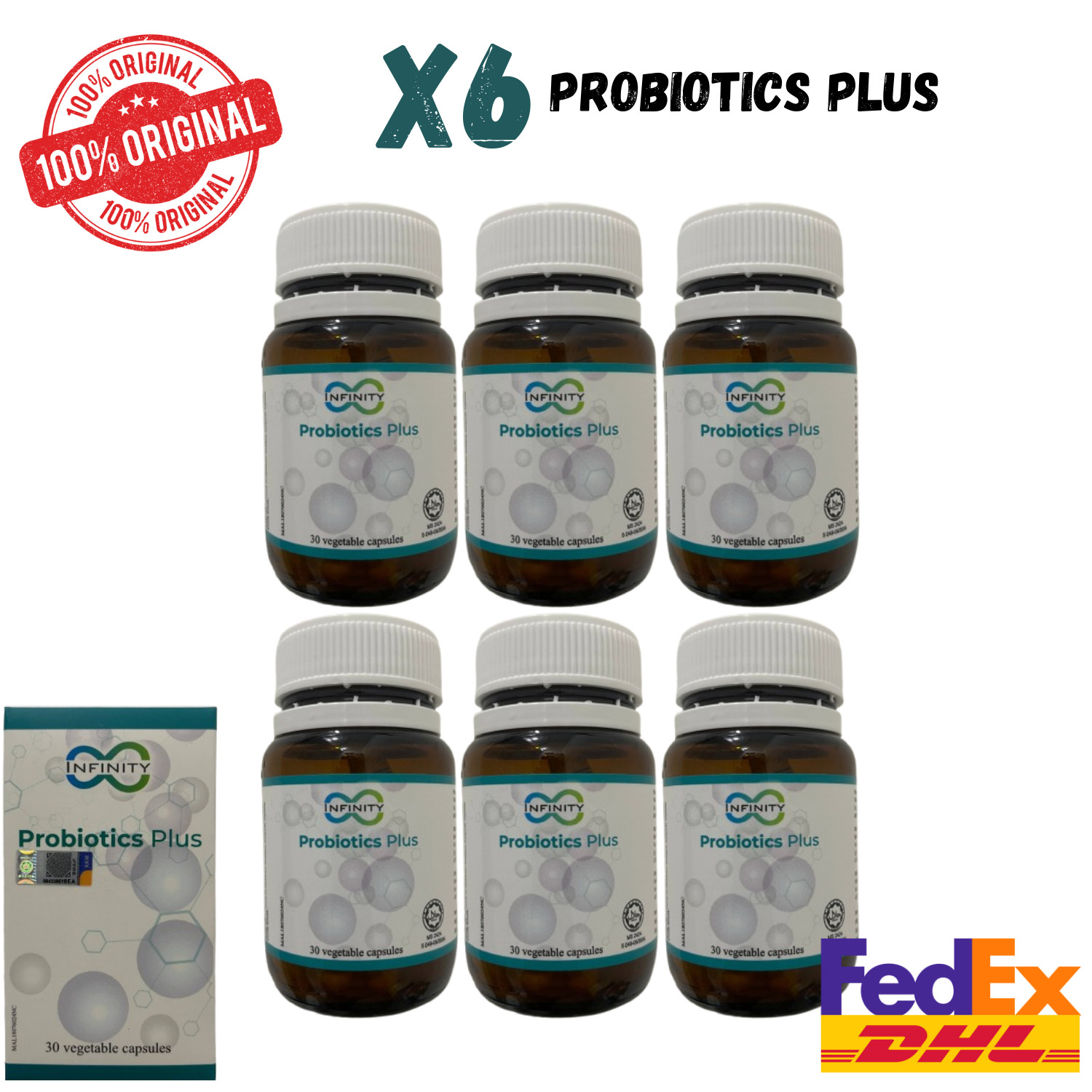 X6 Infinity Probiotic Plus Digestive Health | Restores Gut Flora | 30 Vege Caps