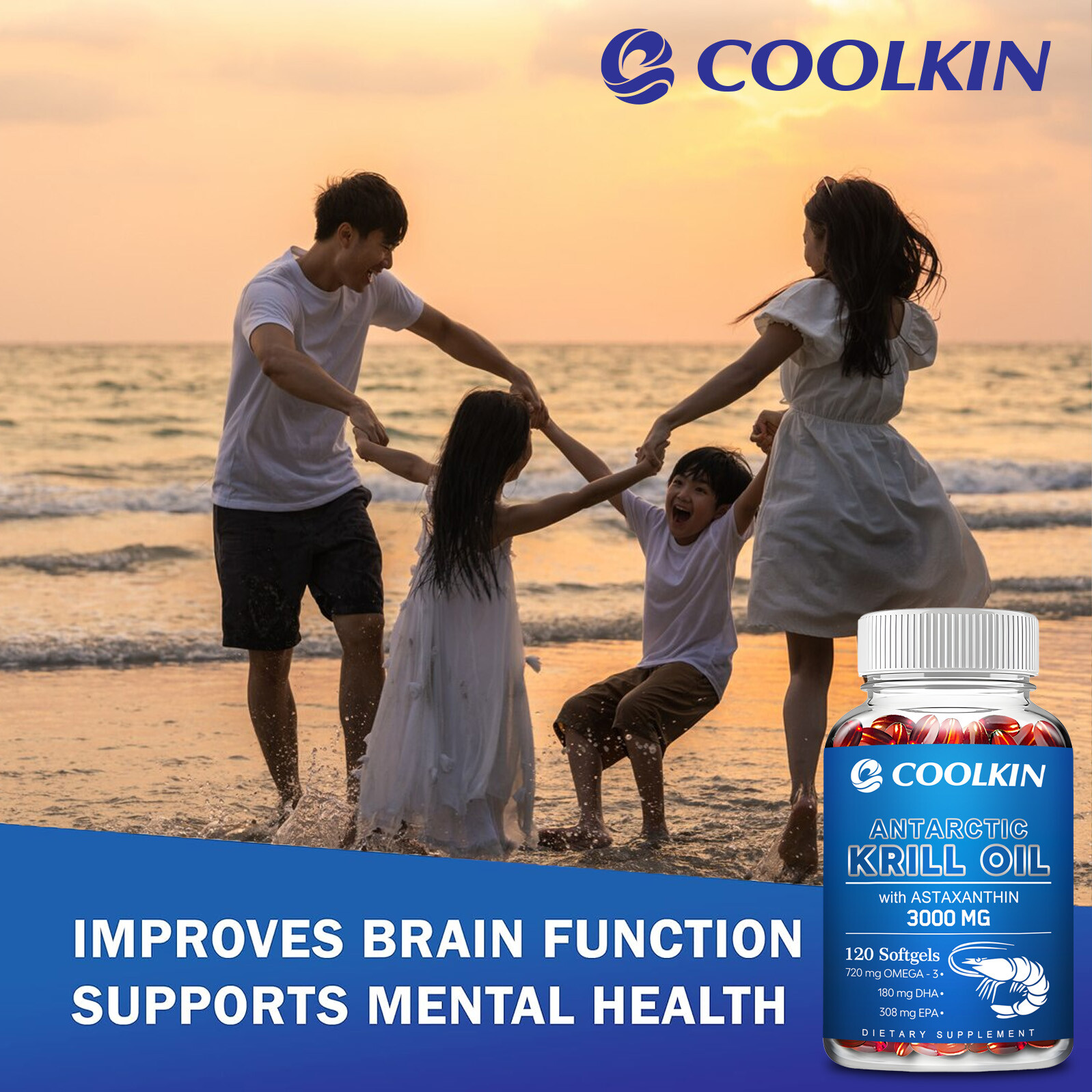 Antarctic Krill Oil 3000mg -with Omega-3 EPA, DHA, Astaxanthin and Phospholipids