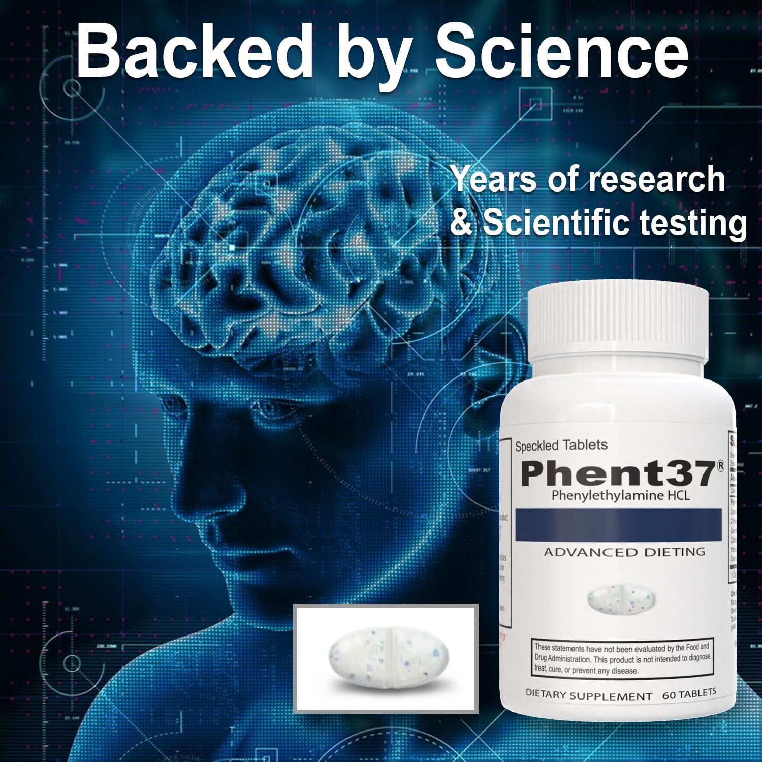 Phent37 1 Bottle 60 Speckled Tablets Advanced Phenylethylamine HCL Dietary …