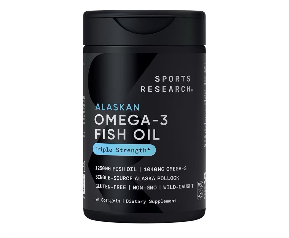 Sports Research Alaskan Omega-3 Fish Oil Triple Strength 1250mg Softgels, 90 Ct
