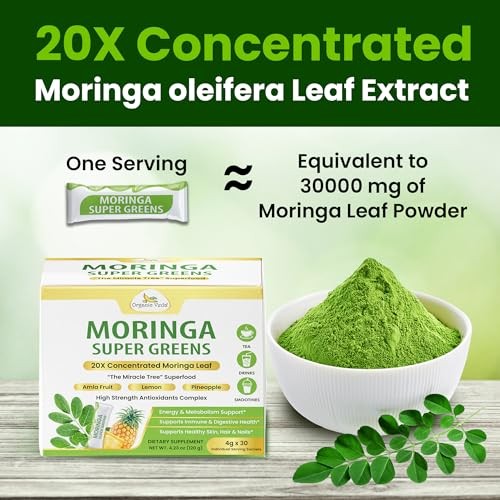 Organic Veda Moringa Super Greens 30 Sticks Drink Mix