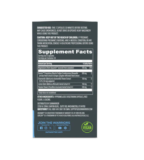 Sunwarrior Active Sleep & Restore 60 capsules Vegan, Free of Gluten, Soy & Dairy