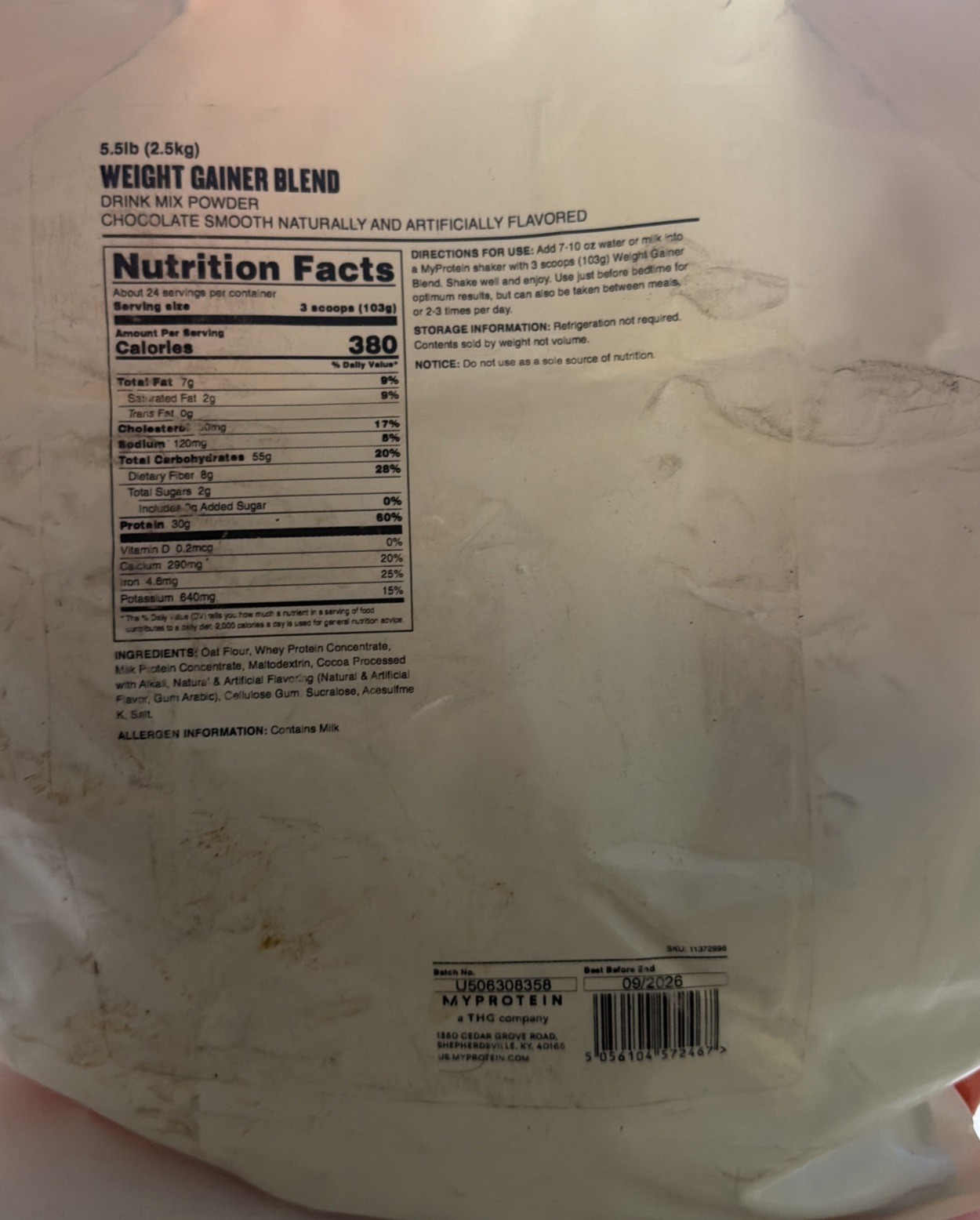 MyProtein Weight Gainer Drink Mix Powder 5.5 lbs Chocolate * SEALED Exp 9/2026