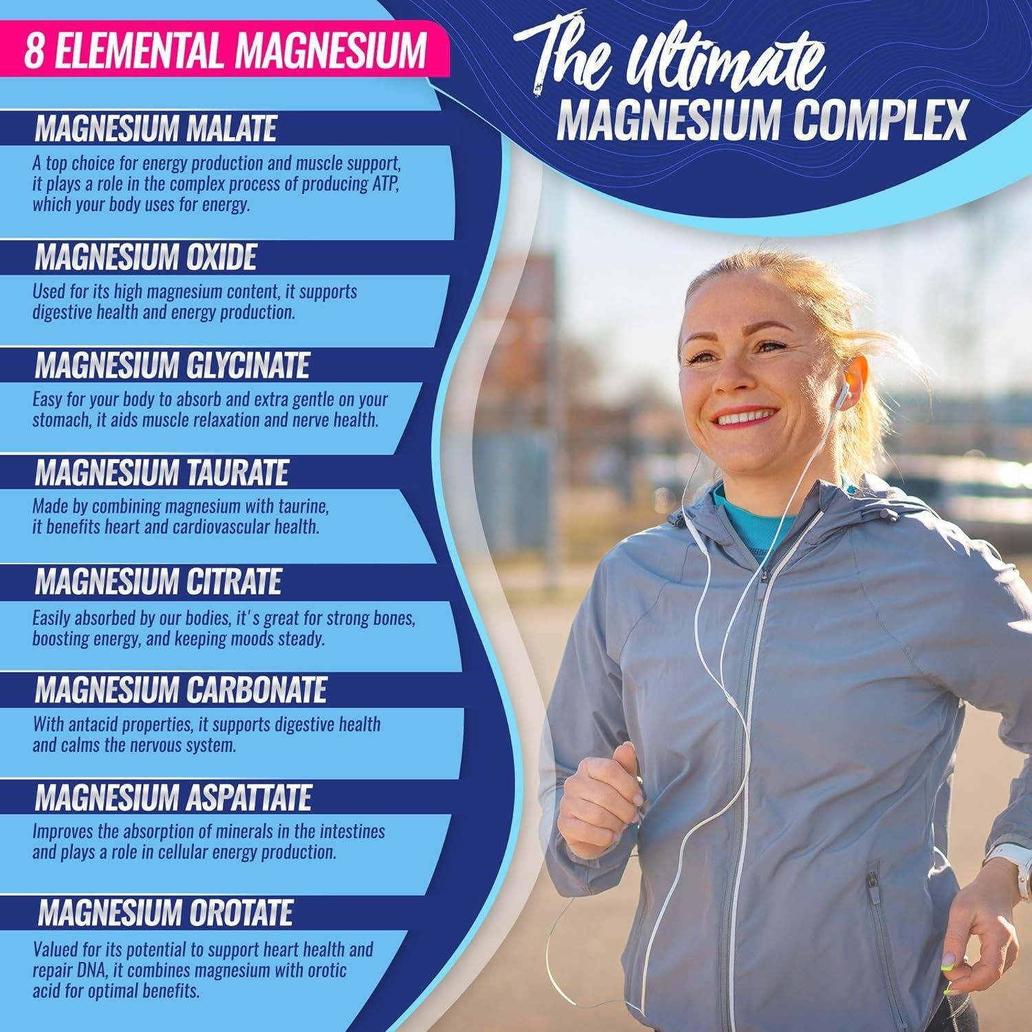 “Gift Free Non GMO 90Caps Gluten, Magnesium Complex,1000mg 8-element magnesium”