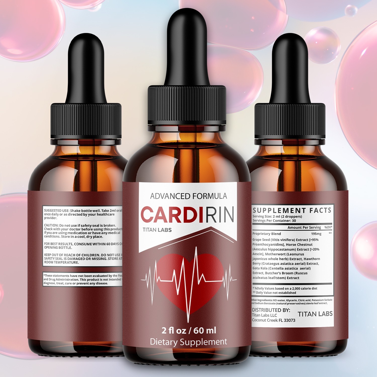 (1 Pack) Cardirin Blood Support Drops Cardi Rin Vitamin Supplement 30 Servings