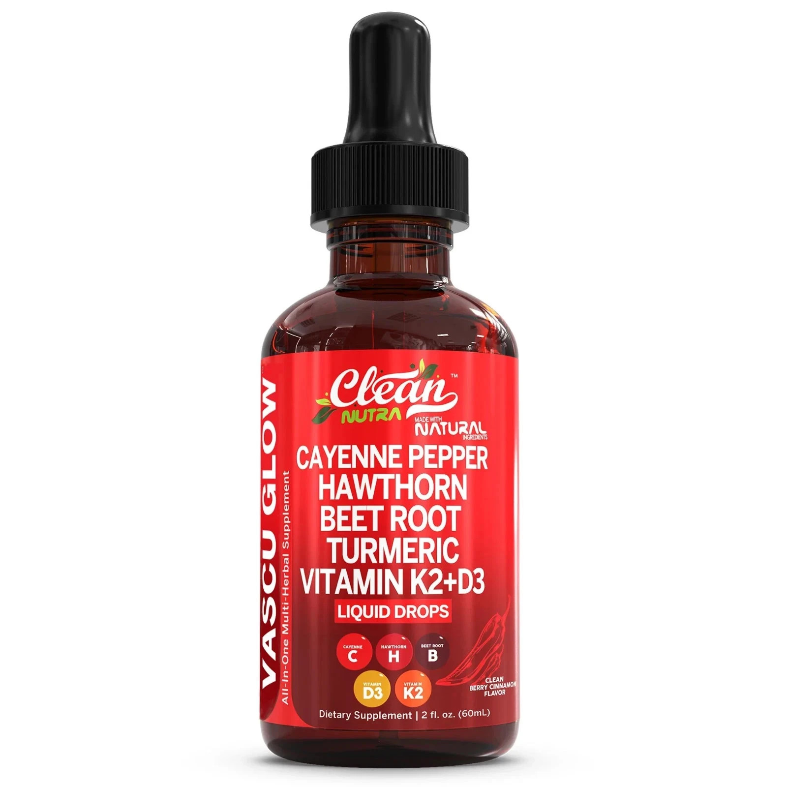 Clean Nutra Cayenne Pepper Supplement Liquid Drops + Hawthorn Berry