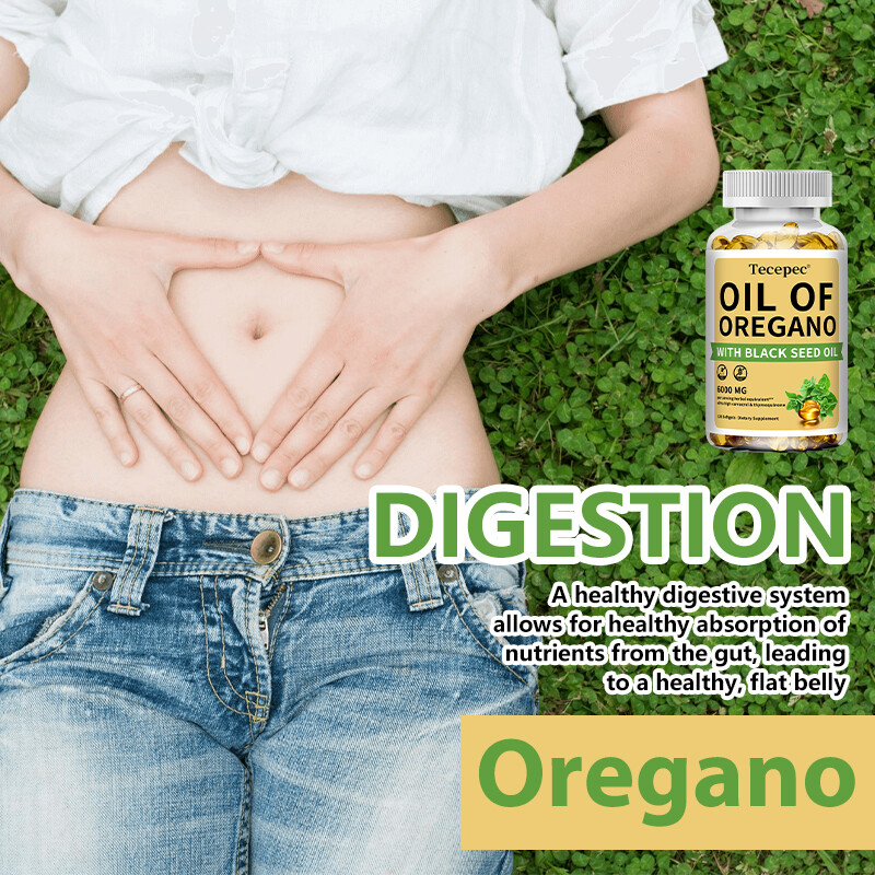 120 Softgels 2 in 1 Black Seed Oil and Oil of Oregano,HEALTHY DIGESTION SYSTEM