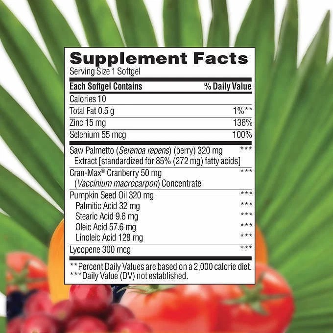 Trunature Prostate Plus Health Complex, 250 Softgels – Saw Palmetto, Zinc, Lycop
