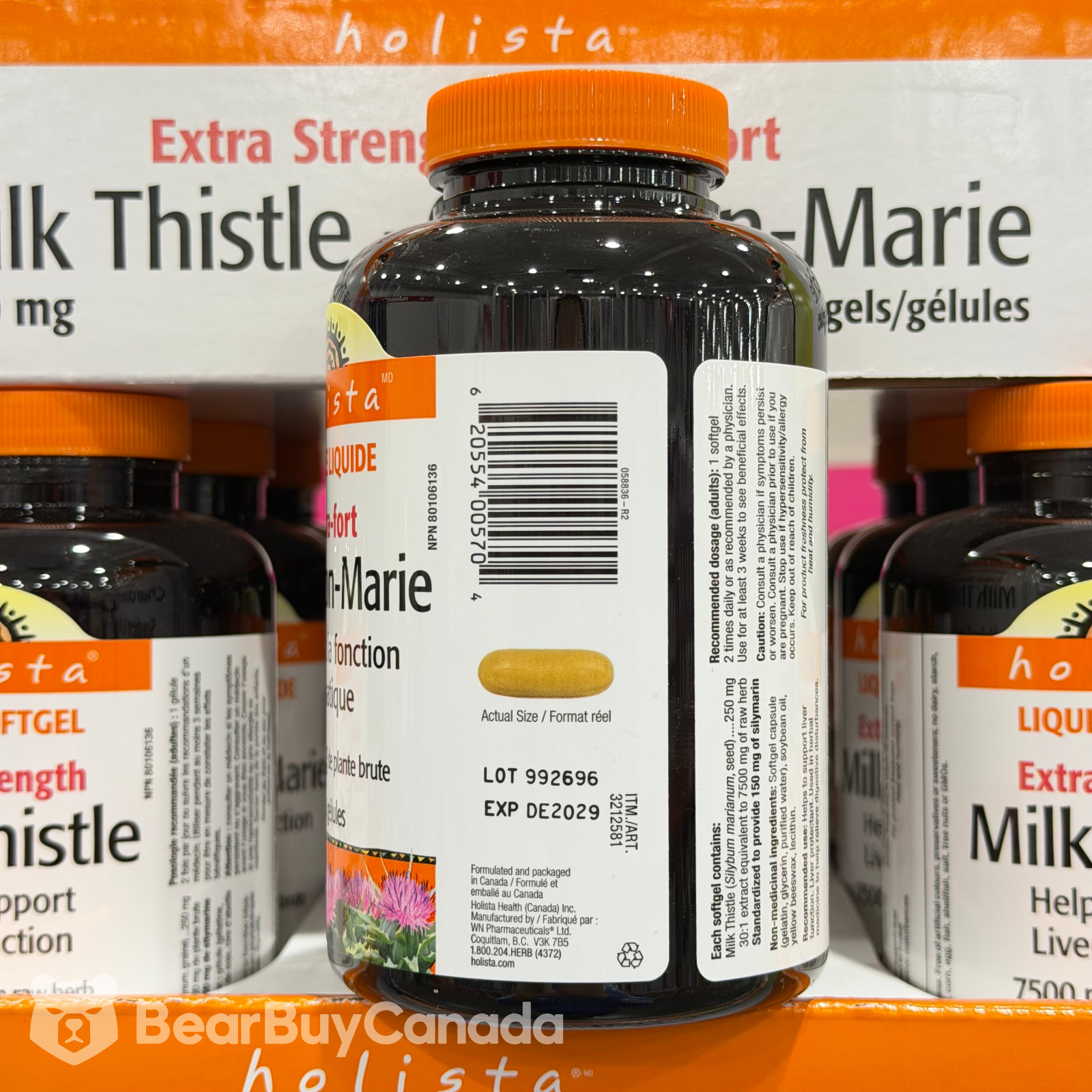 Holista Milk Thistle 7500mg 240 Softgels Extra Strength Exp:12/2029