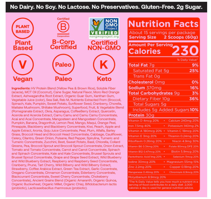 Happy Viking Strawberry Protein 15 Meals 30g Plant Protein Vegan