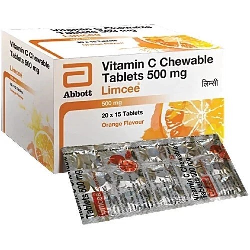 Limcee Vitamin C 500mg – 105 Orange Chewable Tabs for Immunity Support e921
