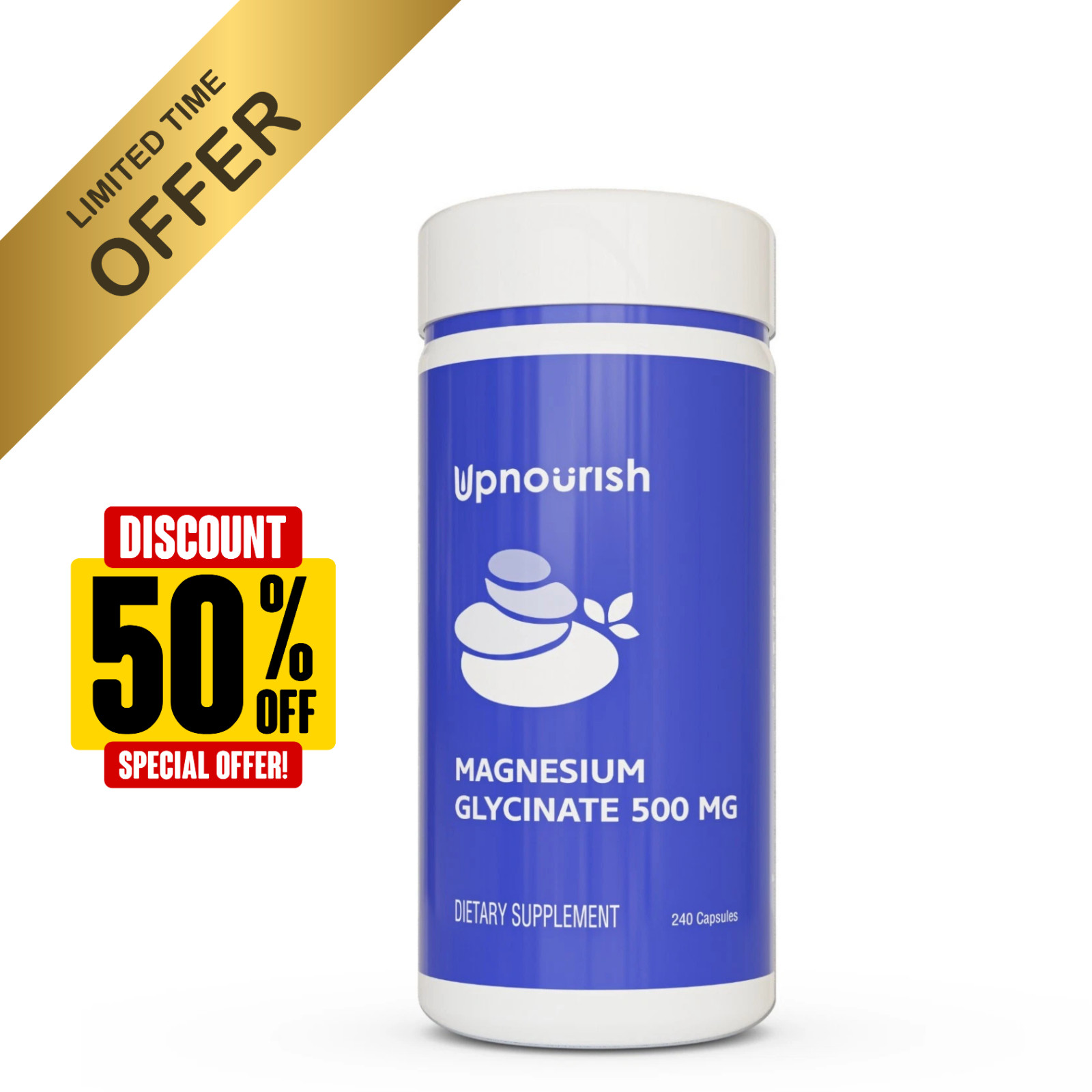 Magnesium Glycinate 500mg 240 Capsules for Calm, Stress, Sleep, Leg Cramp, Heart