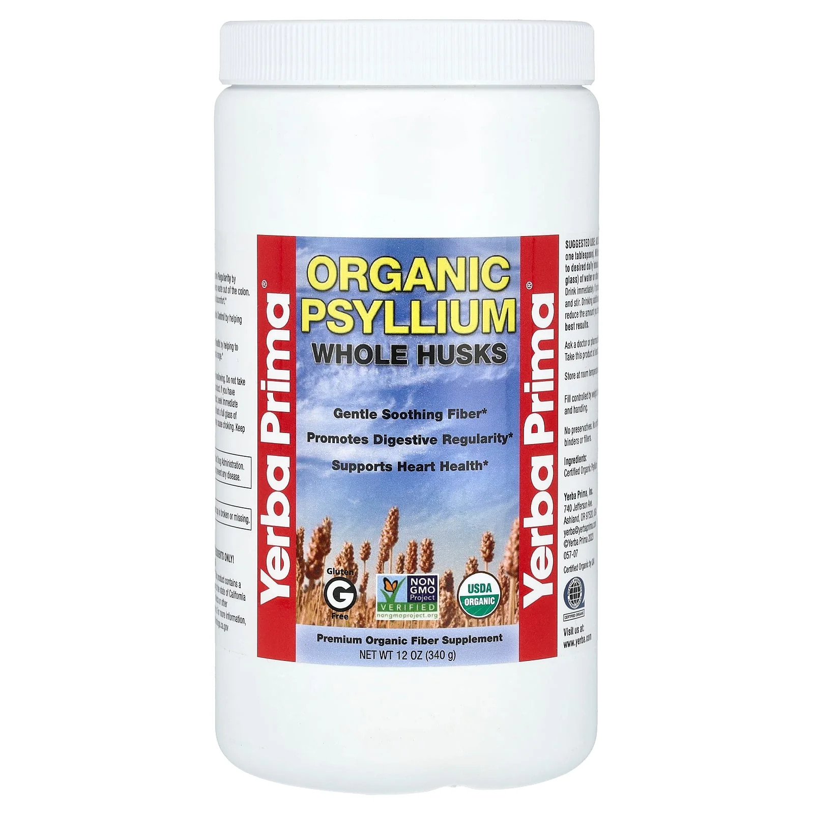2 X Yerba Prima, Organic Psyllium Whole Husks, 12 oz (340 g)