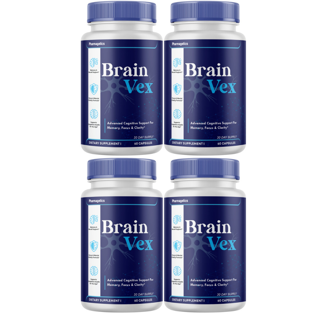Brain Vex Memory Focus Supplement Cognitive Support Formula w/Bacopa (4 Bottles)