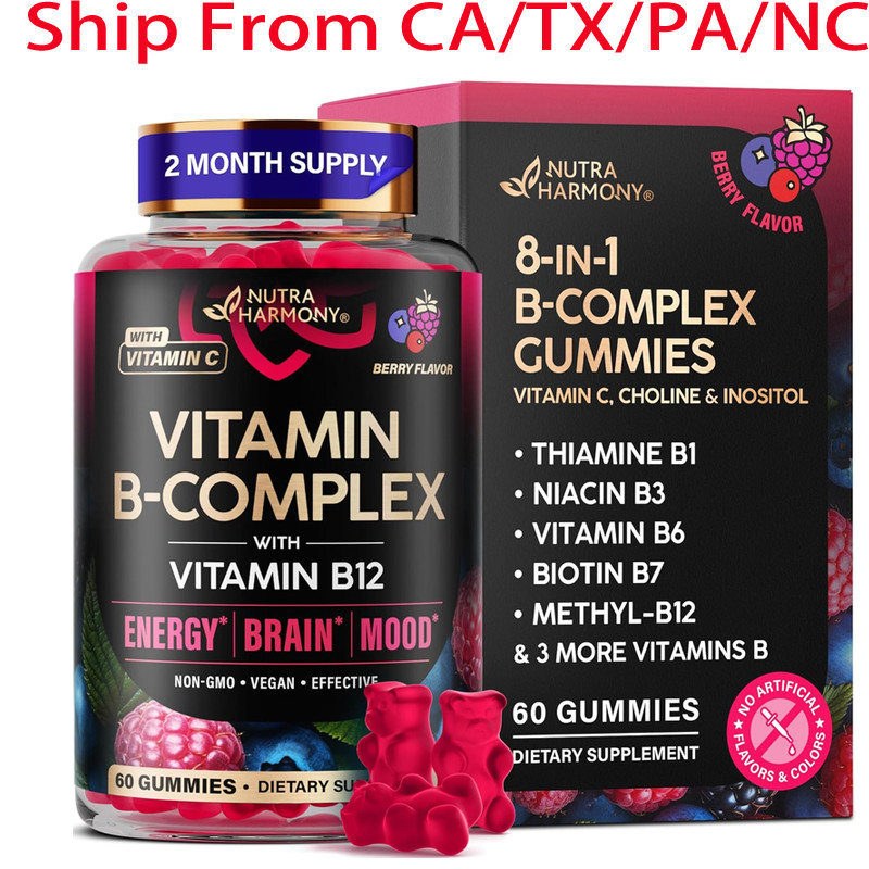 Vitamin B-Complex Gummies W/ Vitamin B12 B1 B2 B3 B5 B6 B7 B9 for Women Men