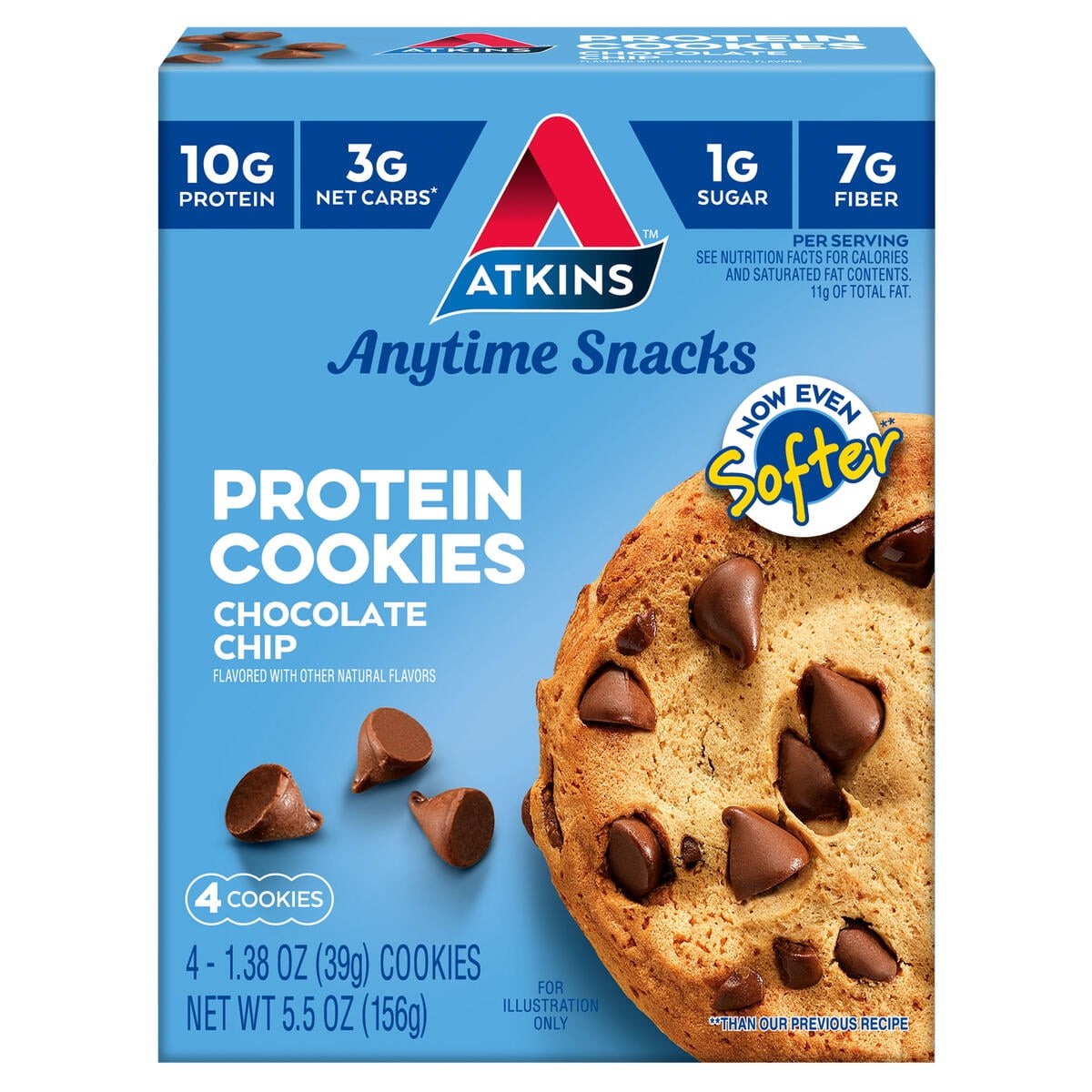 Atkins Soft and Chewy Chocolate Chip Protein Cookie, Keto Friendly High Protein.