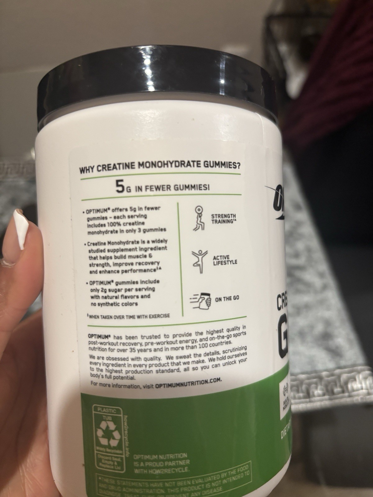 Optimum Nutrition Creatine Monohydrate Gummies 75 Count 25 Servings – Brand New