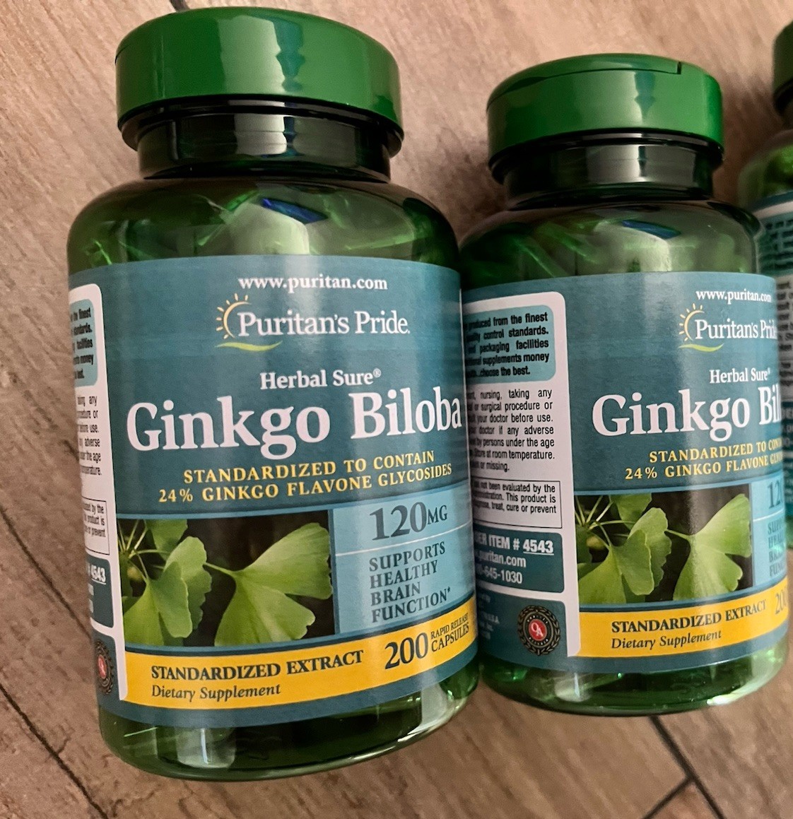 2 pack Ginkgo Biloba 120mg Standardized Extract 200Caps Puritan Brain Health LOT