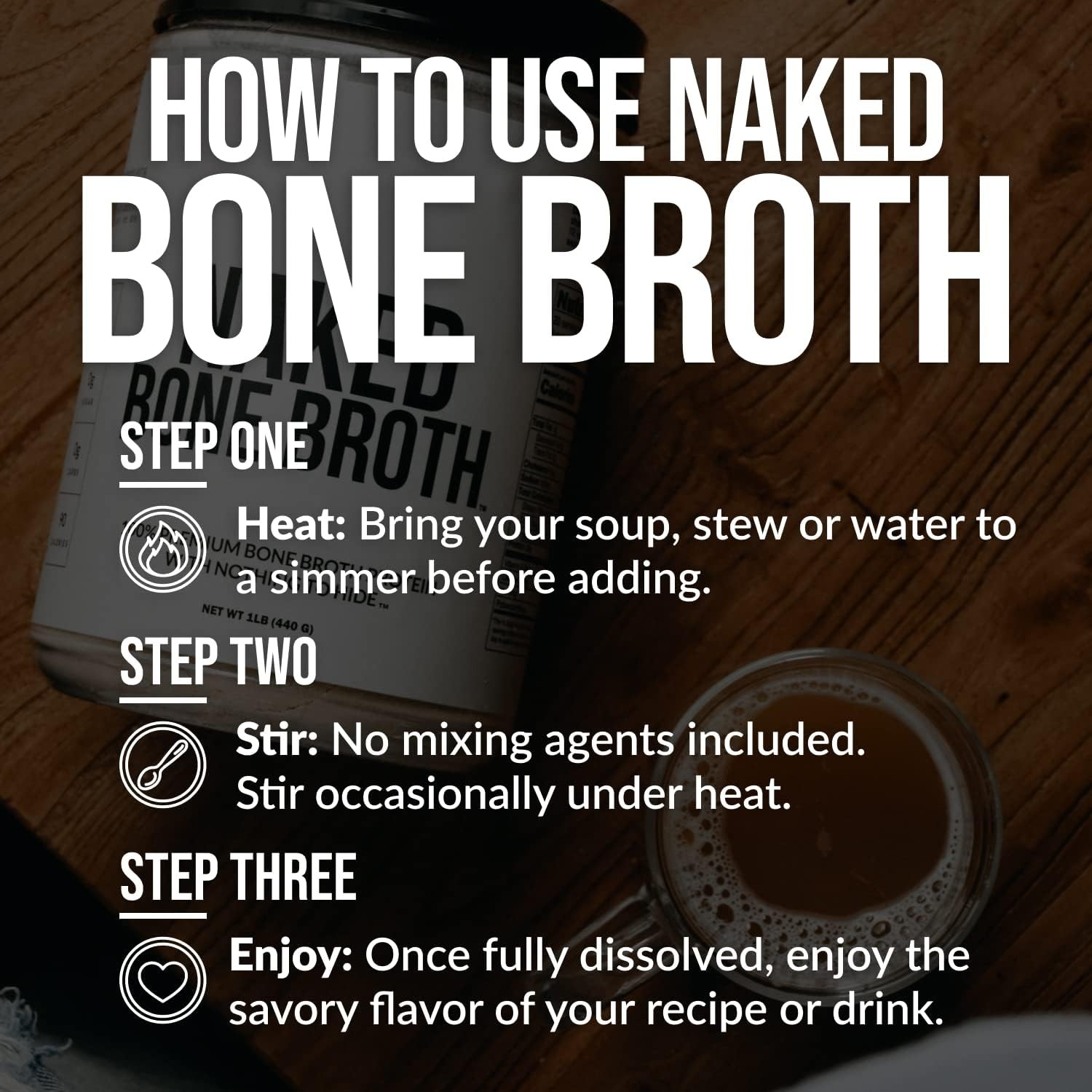 NAKED Bone Broth – Beef Protein Powder – 21G – Gut Health…