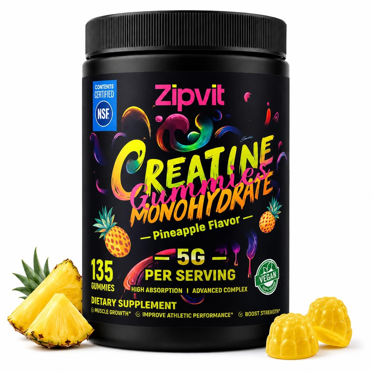 Zipvit Creatine Monohydrate Gummies Nsf Certified Creatine Gummy 5G Dose For