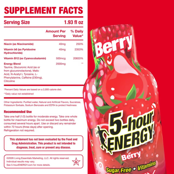 5-hour ENERGY Shot, Extra Strength, Berry, 30 Count, Free Shipping
