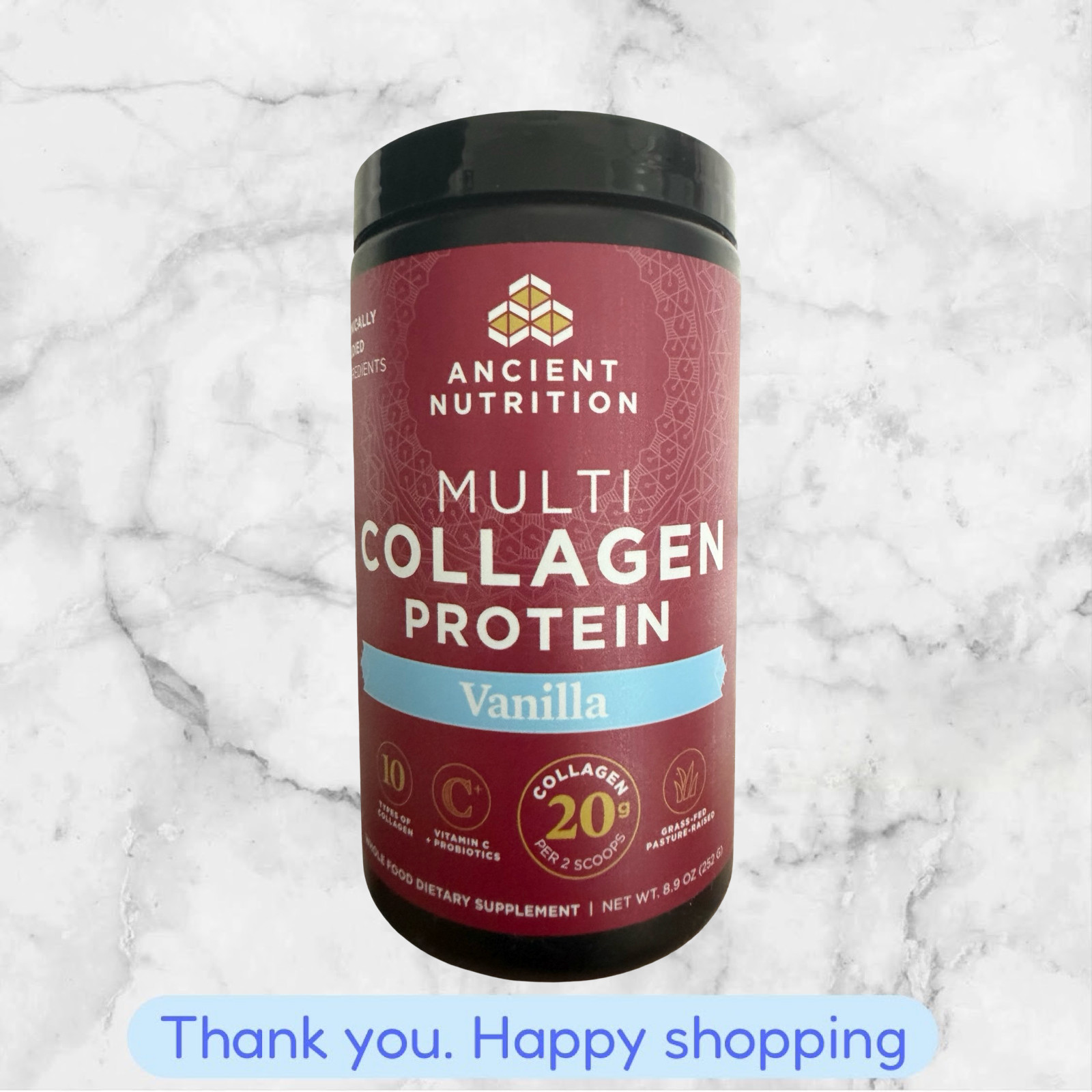 Ancient Nutrition Multi Collagen Protein Vanilla 20g 8.9oz./252g New Ship