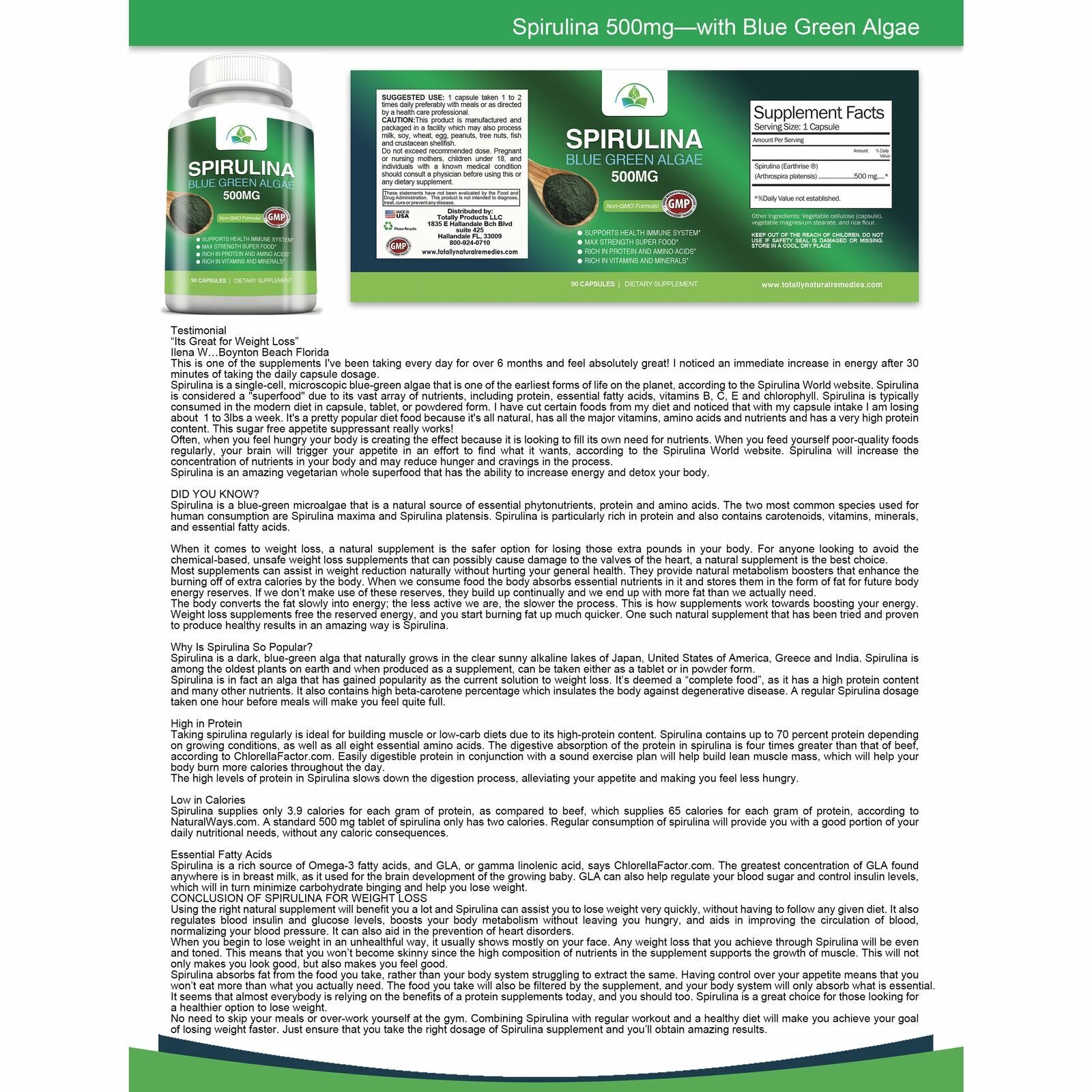 Cayenne Pepper Weight Loss Capsules Spirulina Algae Immune Health Supplements