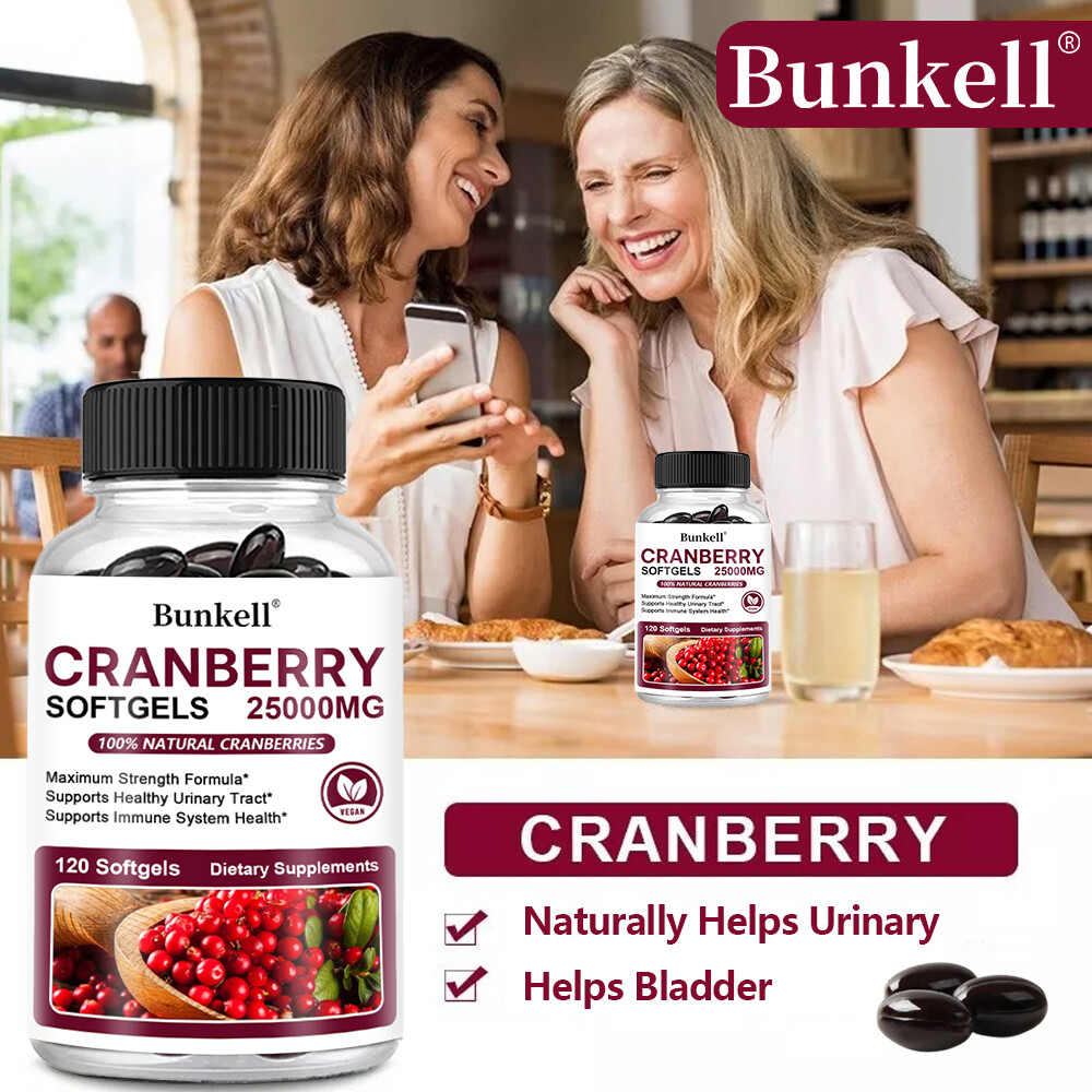 Cranberry 25000mg Fruit Extract with Vitamin C Softgels 120 Capsules