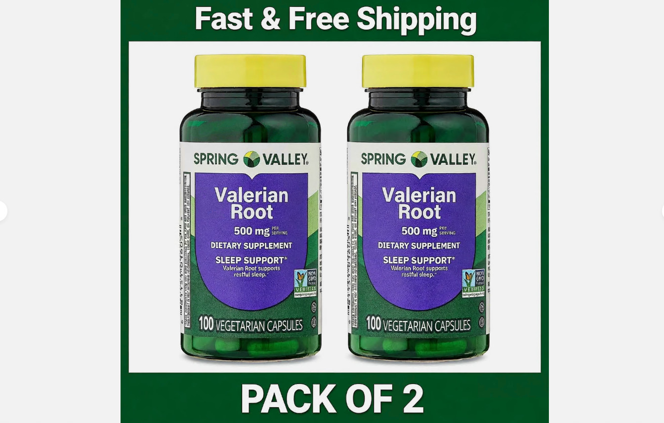 Spring Valley Valerian Root Capsules, 500 mg, 100 Count, pack of 2