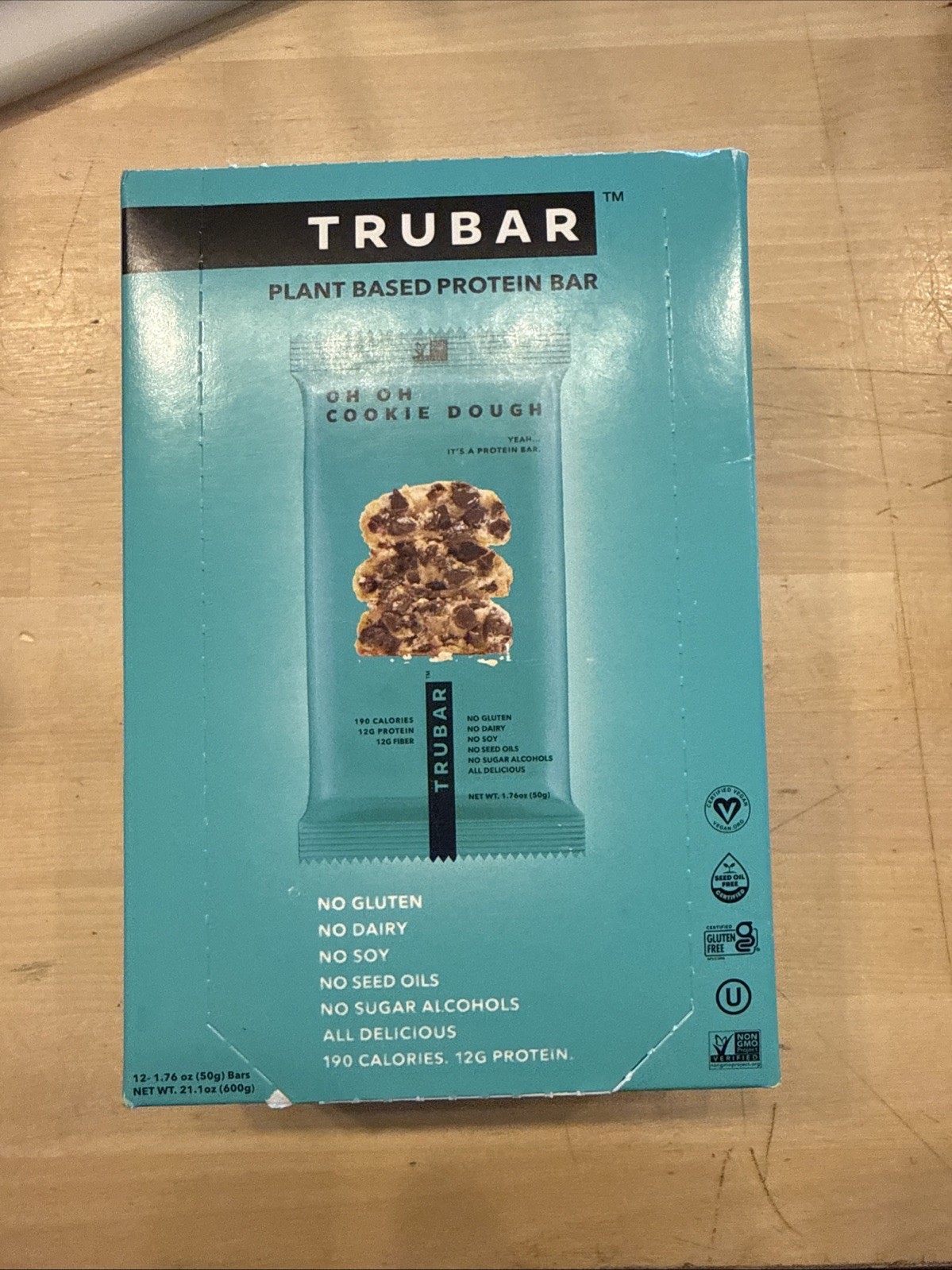 TRUBAR 12g Plant Based Protein Bars – Oh Oh Cookie Dough – 12ct Exp Oct 13 2026