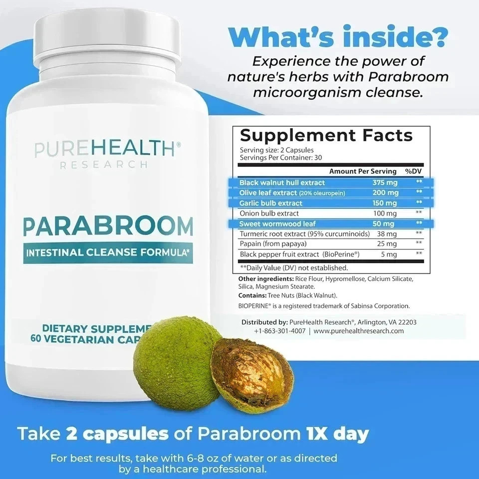 PureHealth Research Parabroom – Gut and Colon Support Cleanse – Pack of 1, FS!