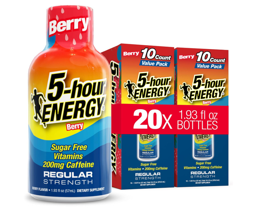 5 Hour Energy Berry 20 Pack 1.93oz Energy Shot Sugar Free Zero Calorie