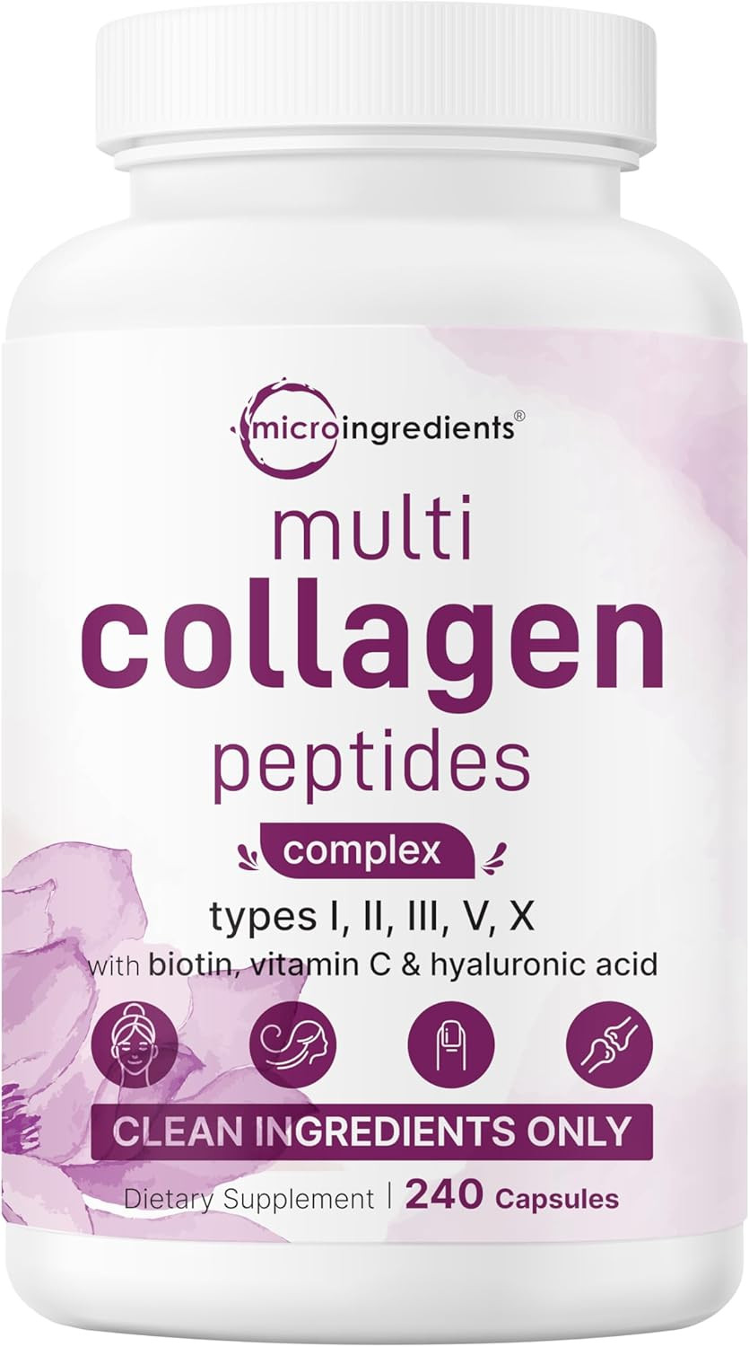 Micro Ingredients Multi Collagen Pills for Women & Men, 240 Capsules | Type I, I